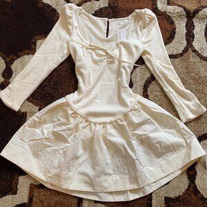 For Love & Lemons Aliyah Pointelle Mini Dress Size Small / Cream